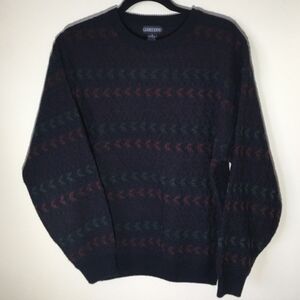 Vintage Jantzen Navy Blue Chevron Thick Knit Sweater Men's Large L Grandpa Cosby